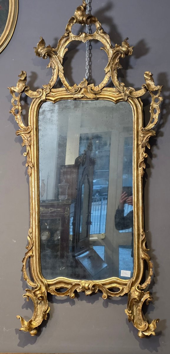 Miroir lombard sculpté et doré, milieu du XVIIIe siècle-photo-8