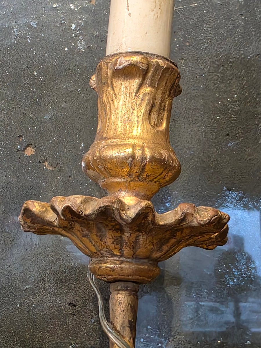 Applique vénitienne à miroir en bois sculpté et doré, fin XVIIIe – début XIXe siècle-photo-4