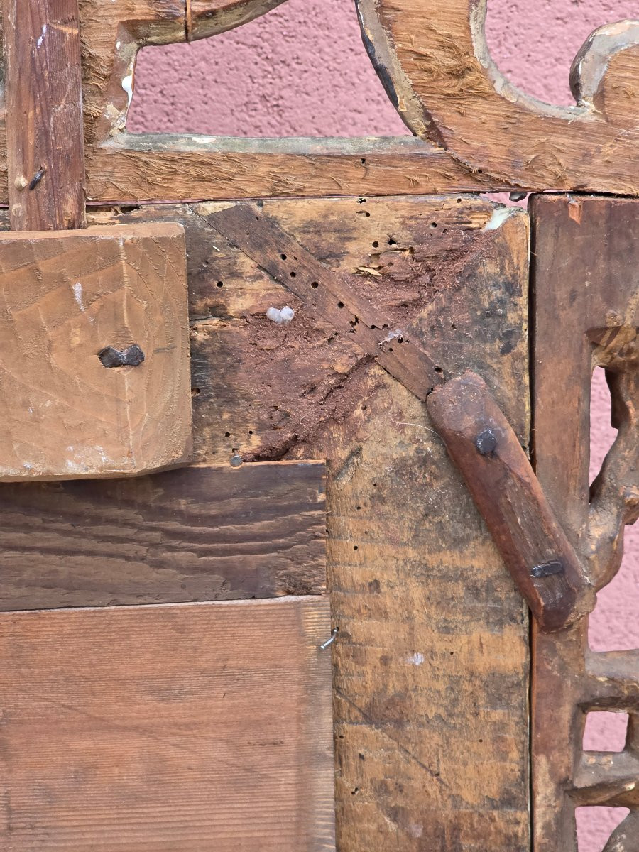Miroir piémontais en bois sculpté et doré à la mecca, seconde moitié du XVIIIe siècle-photo-3