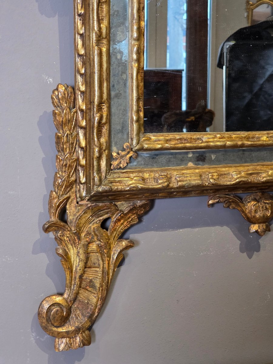 Miroir piémontais en bois sculpté et doré à la mecca, seconde moitié du XVIIIe siècle-photo-6