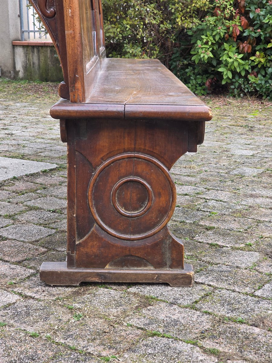 Large Venetian Empire Solid Walnut Bench, Early 19th Century-photo-4