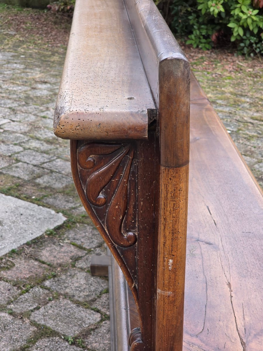Large Venetian Empire Solid Walnut Bench, Early 19th Century-photo-1