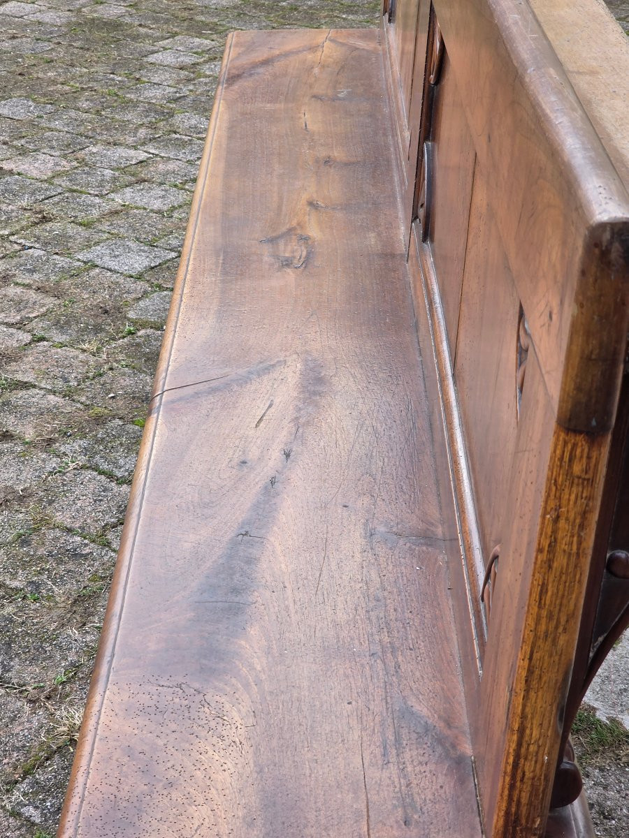 Large Venetian Empire Solid Walnut Bench, Early 19th Century-photo-4