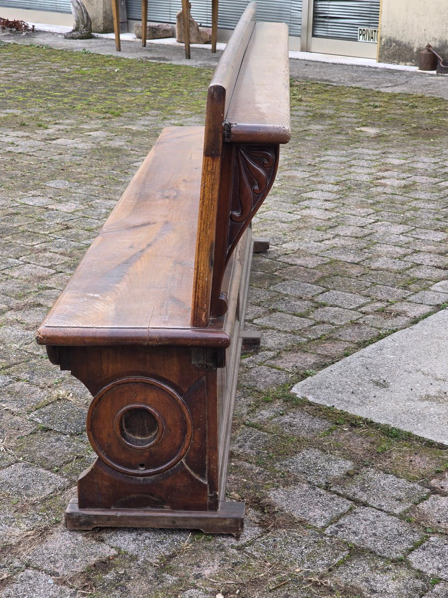 Large Venetian Empire Solid Walnut Bench, Early 19th Century-photo-6