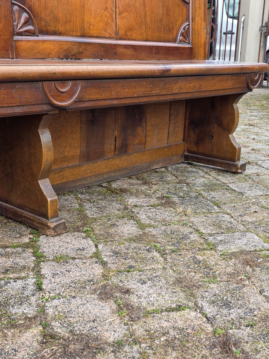 Large Venetian Empire Solid Walnut Bench, Early 19th Century-photo-7