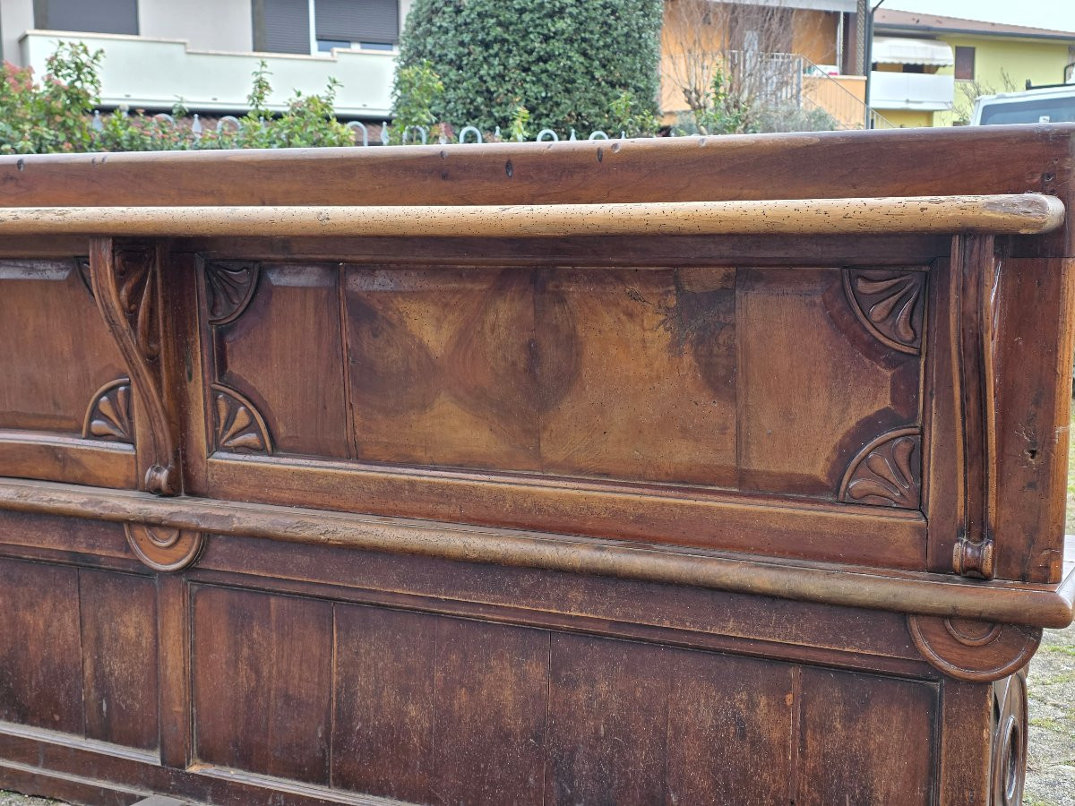 Large Venetian Empire Solid Walnut Bench, Early 19th Century-photo-8