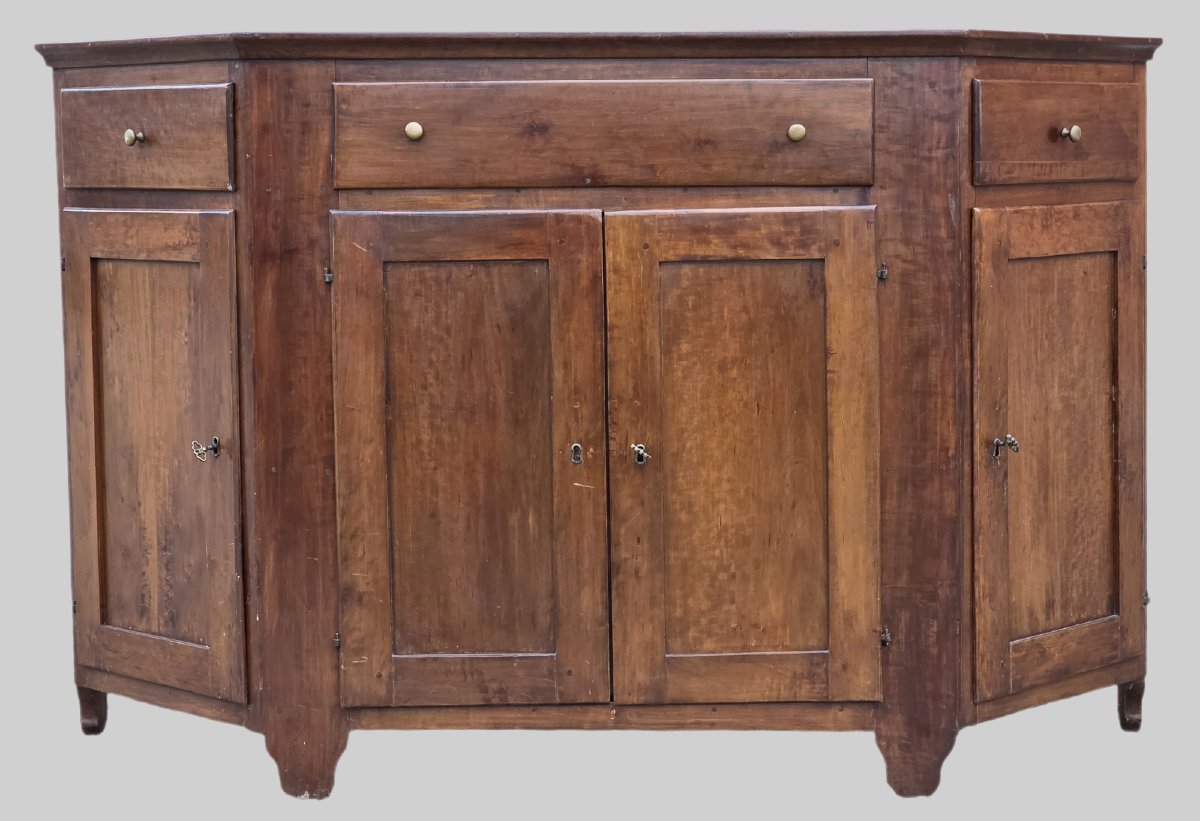 Buffet vénitien galbé en bois fruitier, art populaire, fin du XIXe siècle-photo-2