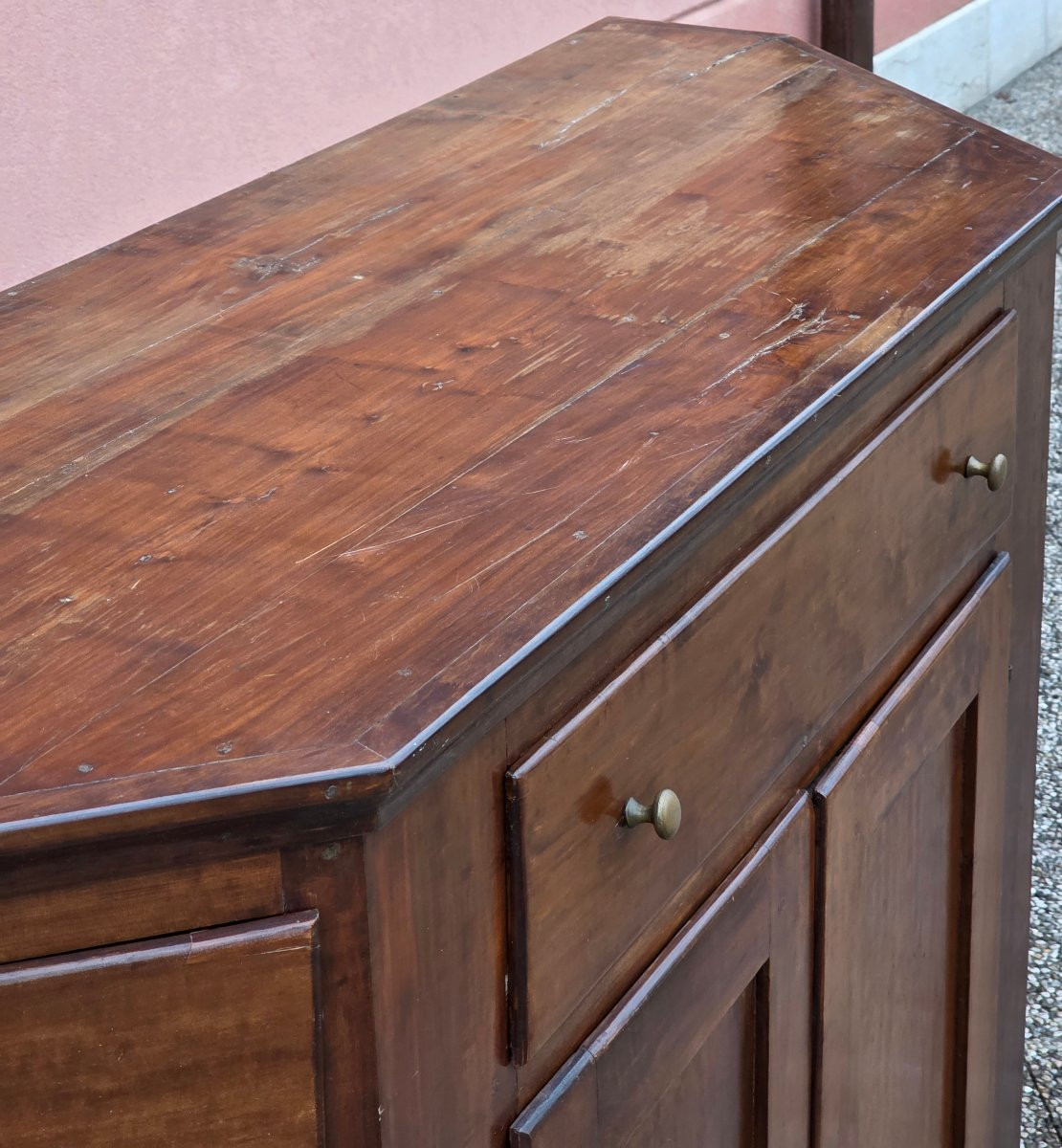 Buffet vénitien galbé en bois fruitier, art populaire, fin du XIXe siècle-photo-3