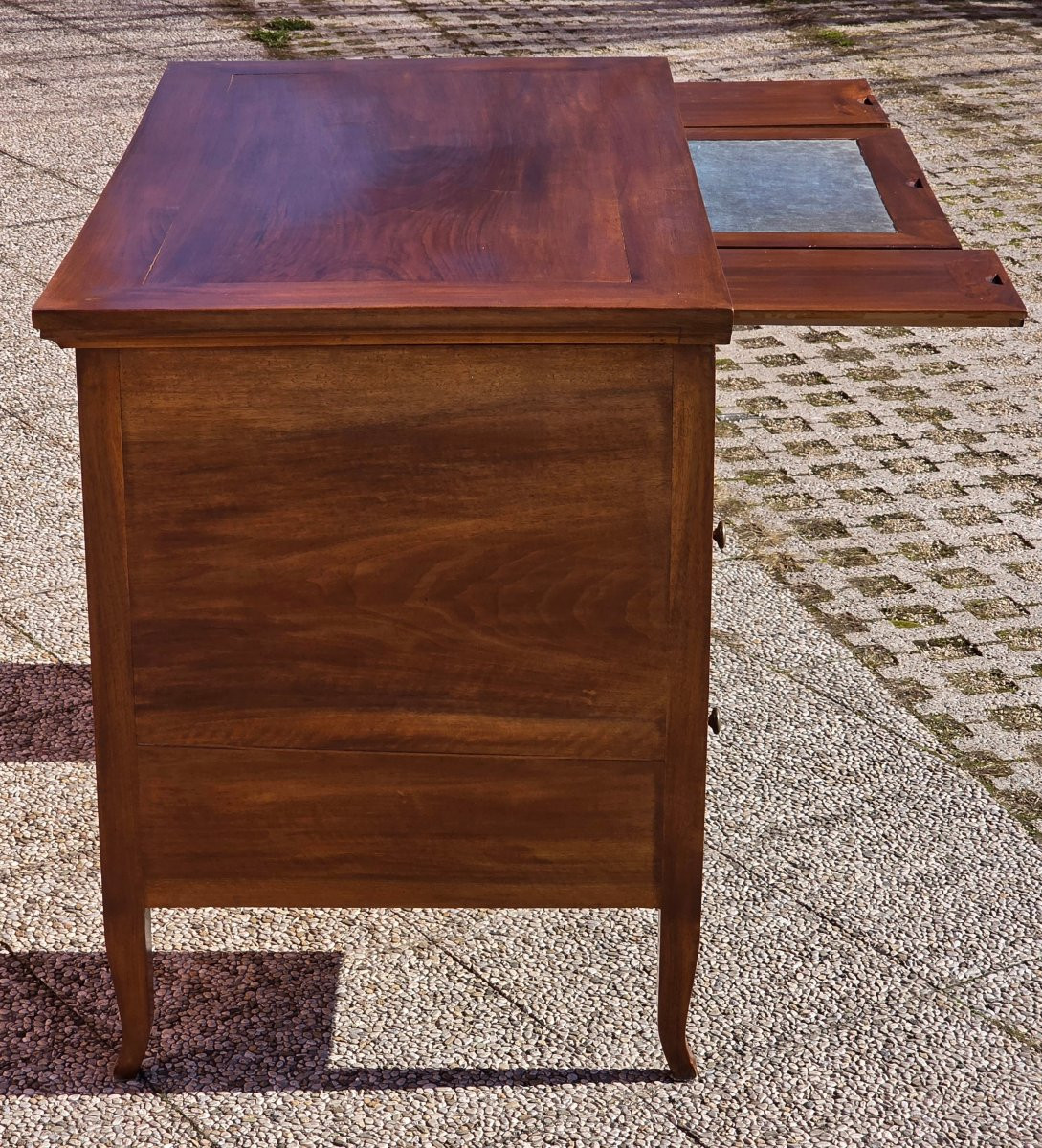 Bureau vénitien en noyer massif – début XIXe siècle, plateau coulissant et compartiments intéri-photo-6