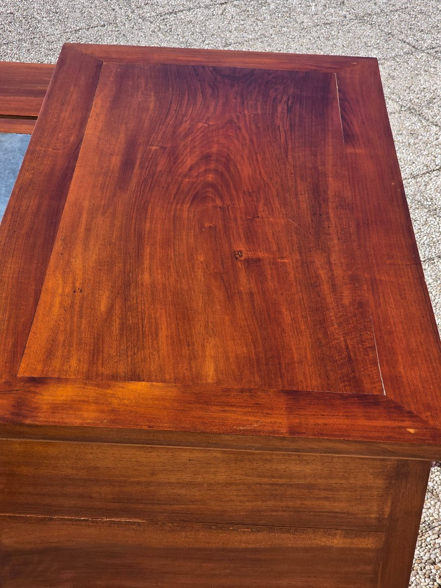 Bureau vénitien en noyer massif – début XIXe siècle, plateau coulissant et compartiments intéri-photo-7