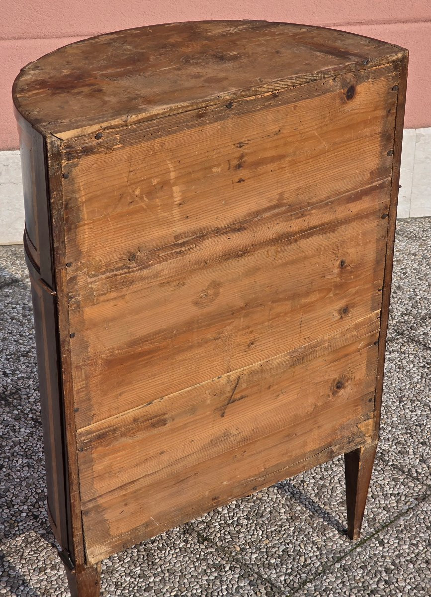 Table de chevet demi-lune Louis XVI en acajou et cerisier avec rideau, Vénétie, fin XVIIIe sièc-photo-4