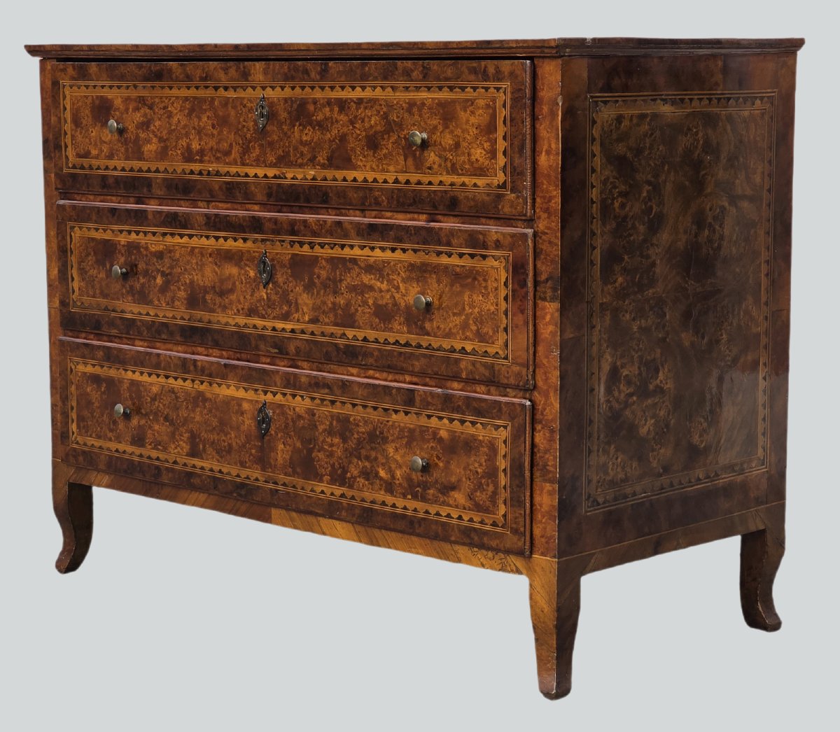 Venetian Louis XVI Chest Of Drawers In Walnut And Thuya Burr, Late 18th Century-photo-3