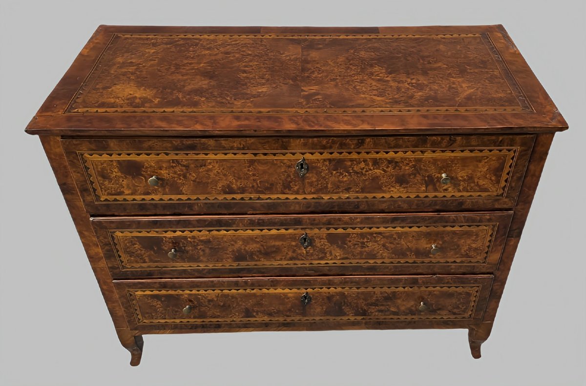 Venetian Louis XVI Chest Of Drawers In Walnut And Thuya Burr, Late 18th Century-photo-4