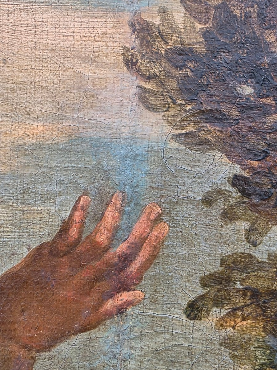 Grand tableau décoratif ancien “Enlèvement d’Europe”, école vénitienne, XVIIIe siècle,  -photo-7