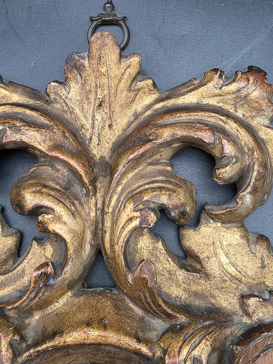 Louis XV Oval Carved And Gilt Frame, Swiss Pine Wood, Veneto-emilia, 18th Century-photo-1