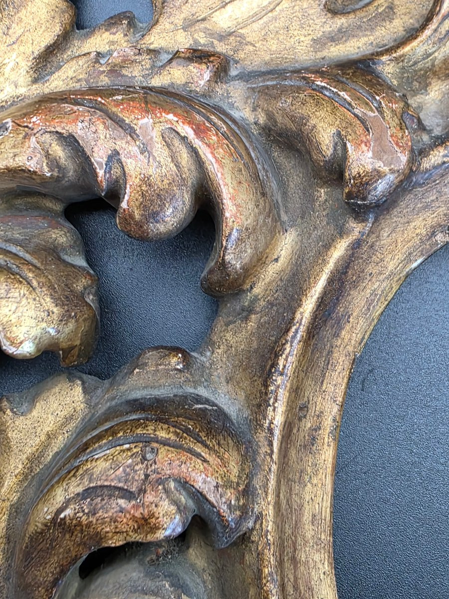 Louis XV Oval Carved And Gilt Frame, Swiss Pine Wood, Veneto-emilia, 18th Century-photo-2