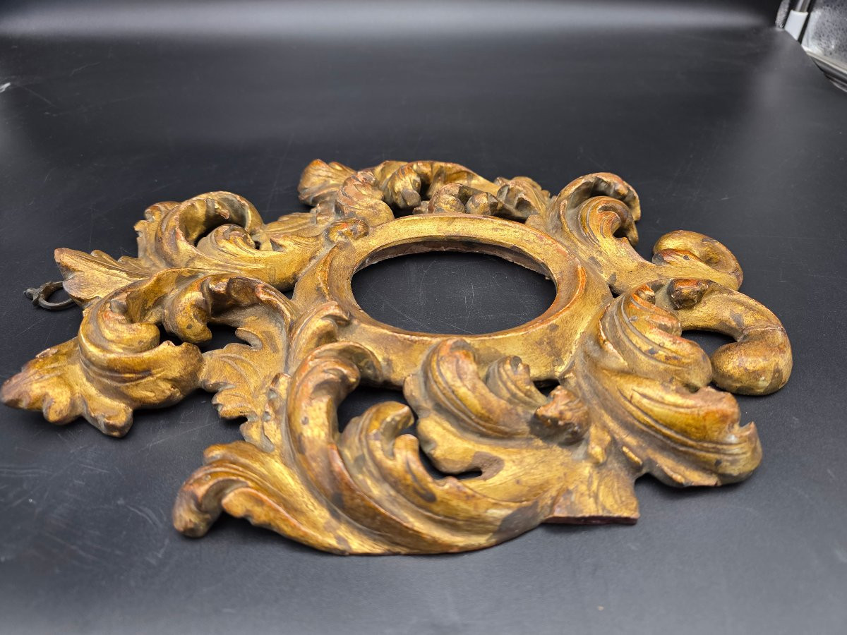 Louis XV Oval Carved And Gilt Frame, Swiss Pine Wood, Veneto-emilia, 18th Century-photo-8