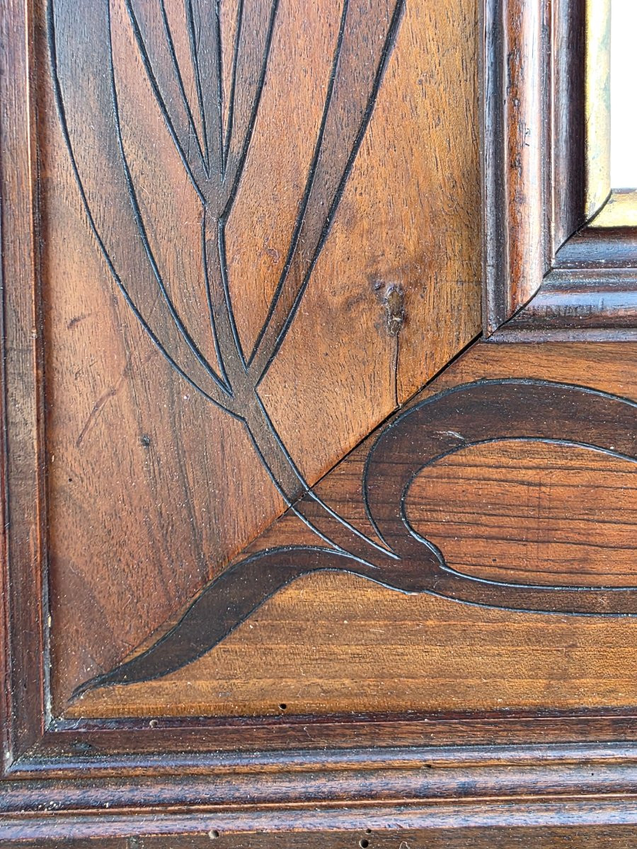 Art Nouveau Walnut Frame With Carved Floral Decoration, Early Art Deco Transition, Early 20th C-photo-4