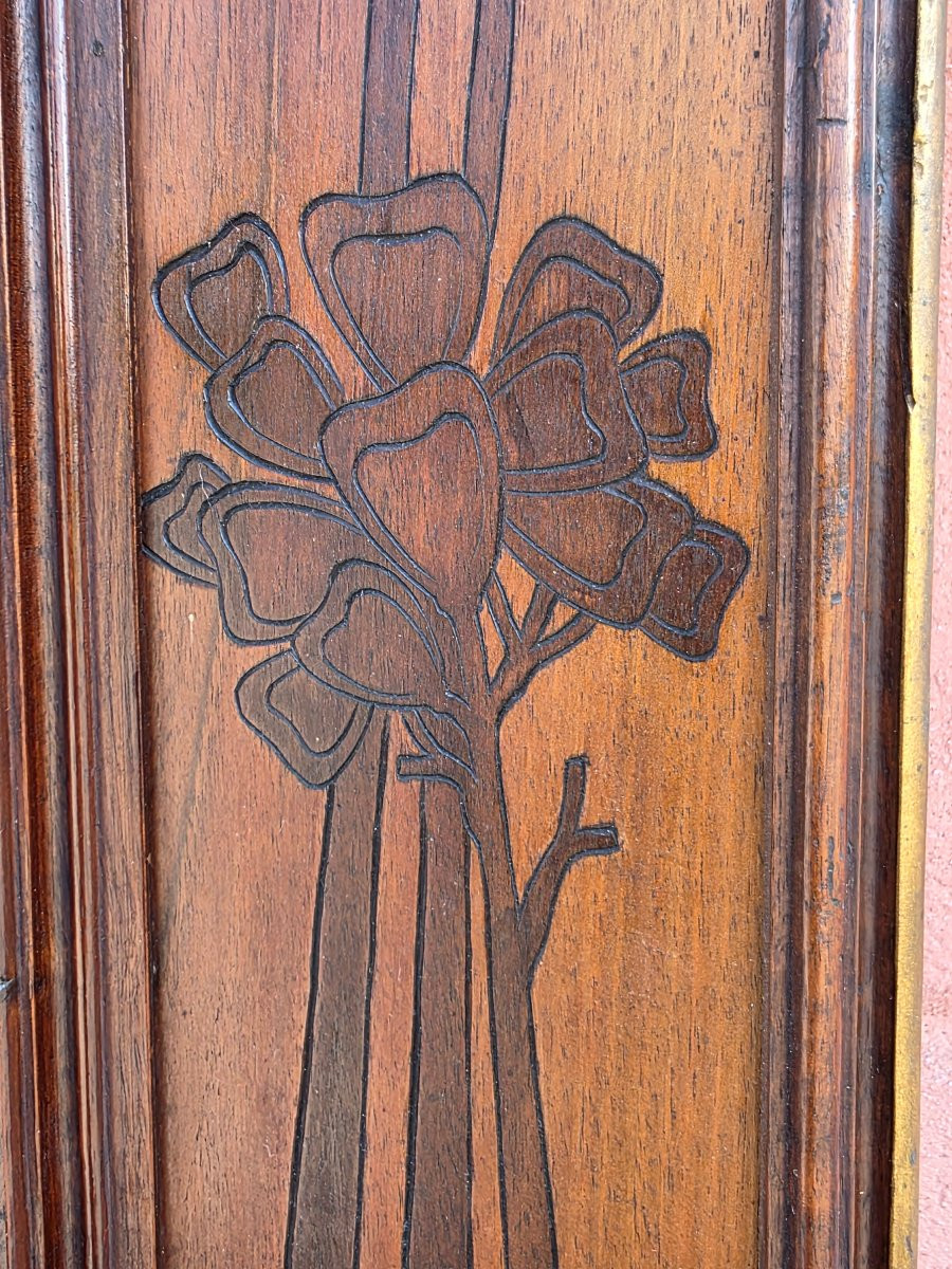 Art Nouveau Walnut Frame With Carved Floral Decoration, Early Art Deco Transition, Early 20th C-photo-2