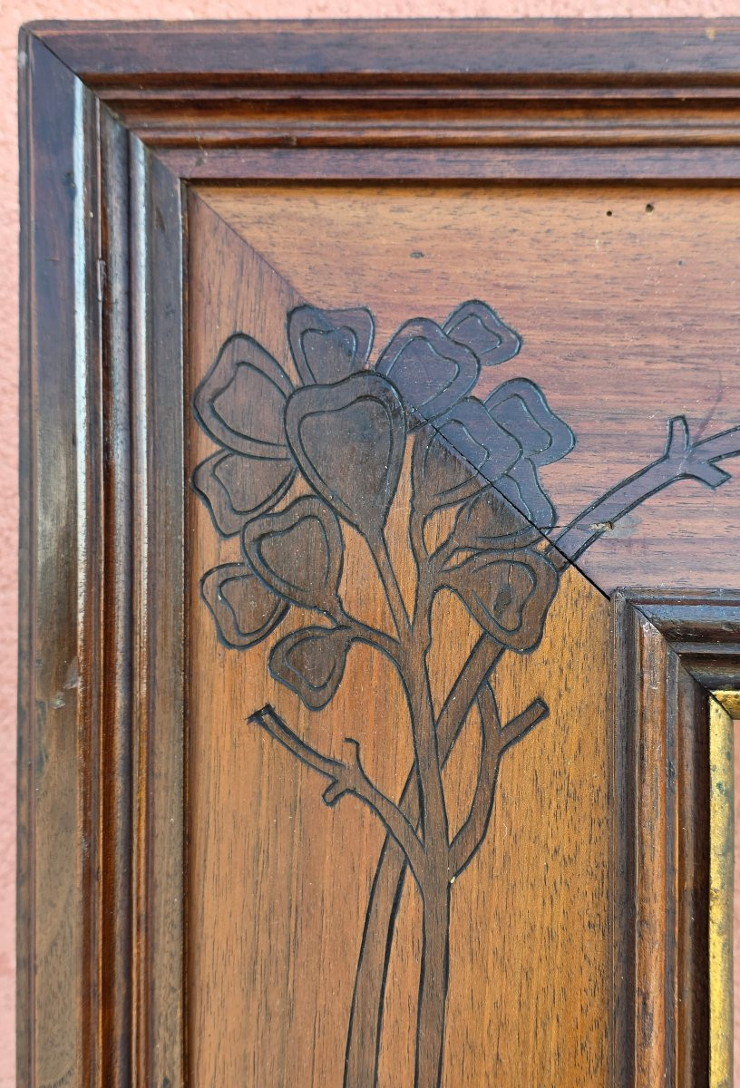 Art Nouveau Walnut Frame With Carved Floral Decoration, Early Art Deco Transition, Early 20th C-photo-3