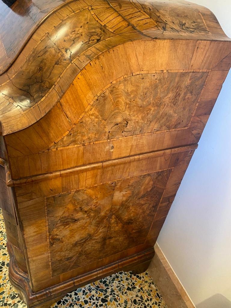 Verona Bureau Secrétaire In Burl Wood, Serpentine Front, Fitted Interior, Mid-18th Century-photo-3