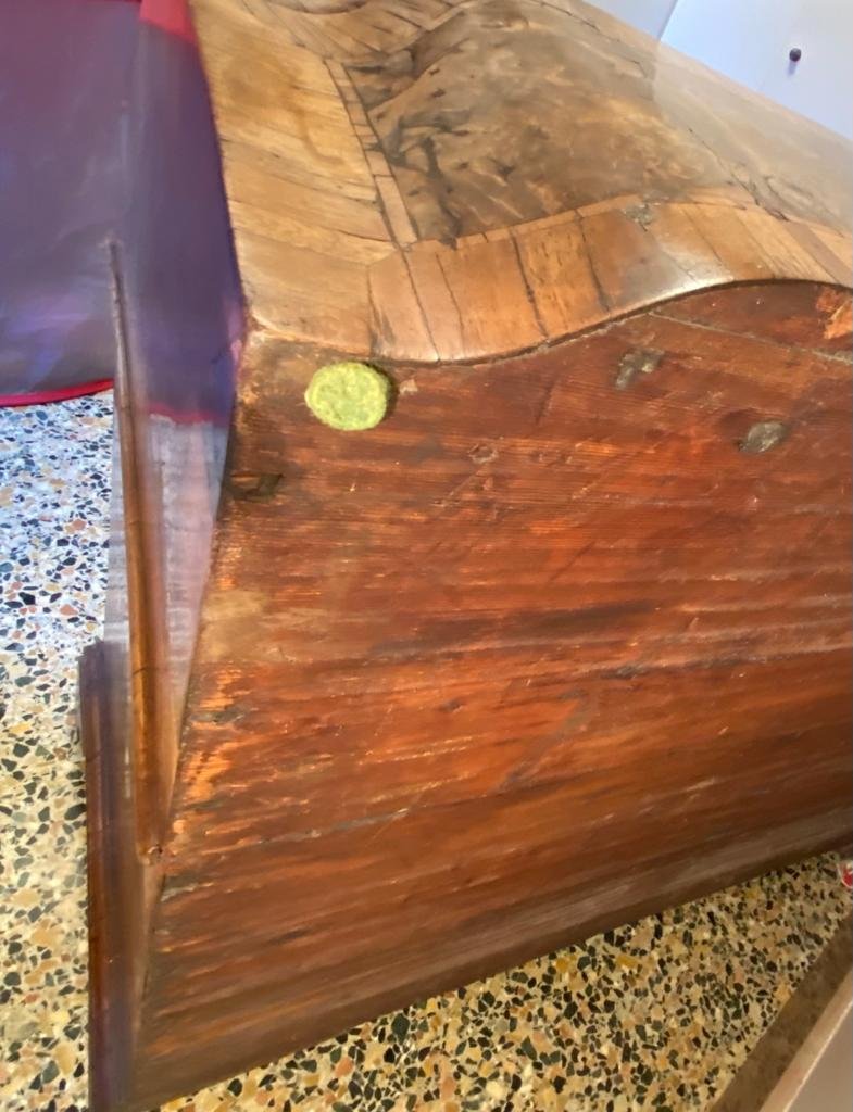 Verona Bureau Secrétaire In Burl Wood, Serpentine Front, Fitted Interior, Mid-18th Century-photo-4