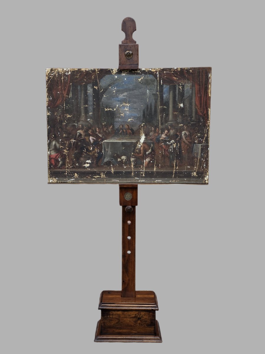 Chevalet de présentation en noyer réglable et démontable fin XIX début XX siècle-photo-1