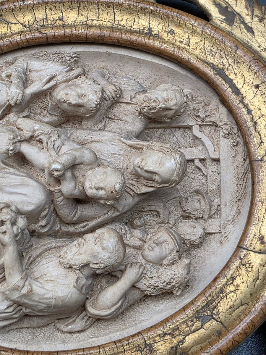 Adoration Of The Shepherds In Meerschaum, Devotional Sculpture With Gilt Frame, 18th Century-photo-5