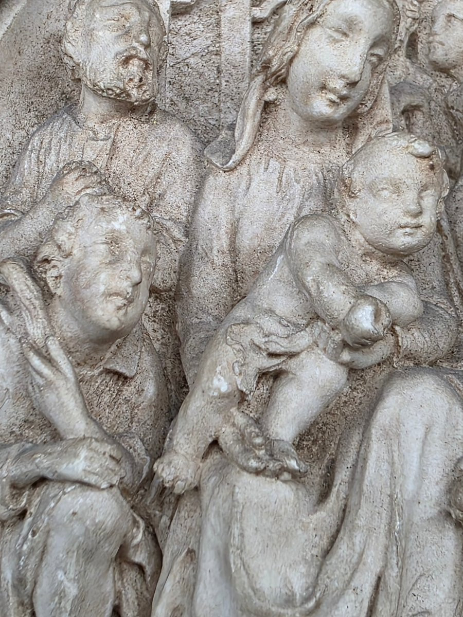 Adoration Of The Shepherds In Meerschaum, Devotional Sculpture With Gilt Frame, 18th Century-photo-6