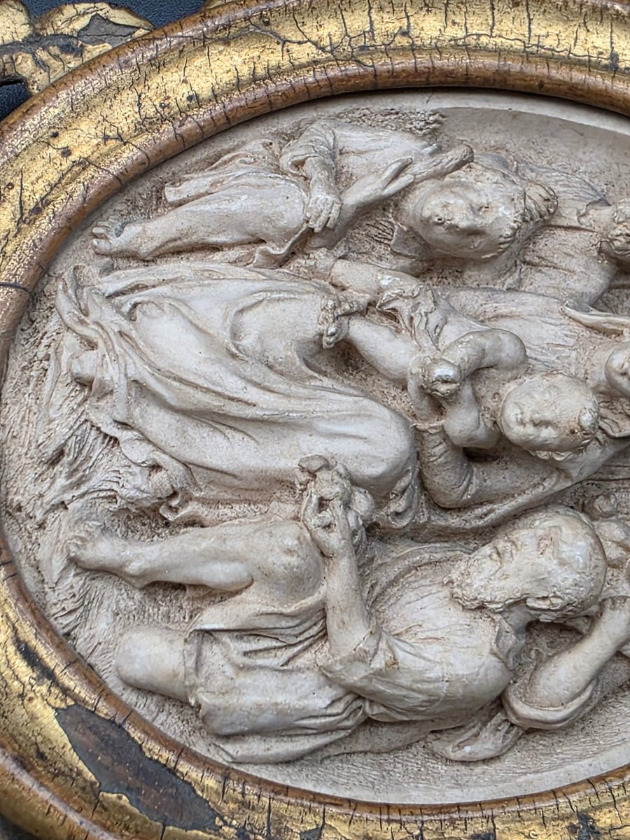 Adoration Of The Shepherds In Meerschaum, Devotional Sculpture With Gilt Frame, 18th Century-photo-8