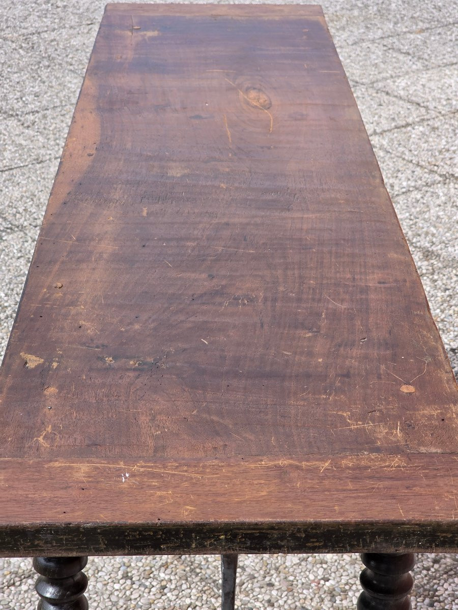 Console lombarde du XVIIIe siècle marquetée avec pieds tournés-photo-1