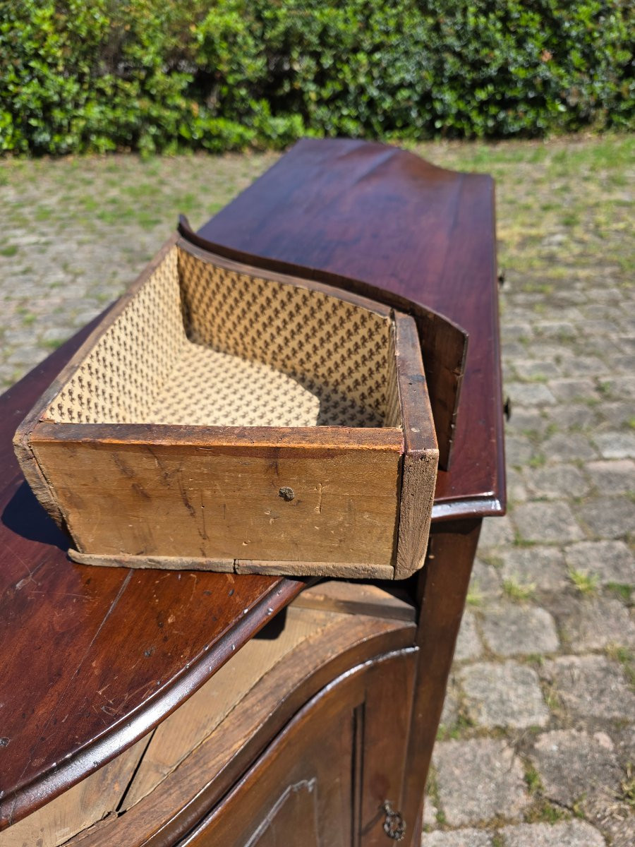Curved Sideboard In Solid Walnut, Northern Italy, Venetian Style, Mid-19th Century-photo-2