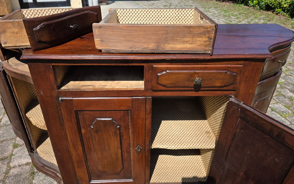 Curved Sideboard In Solid Walnut, Northern Italy, Venetian Style, Mid-19th Century-photo-4