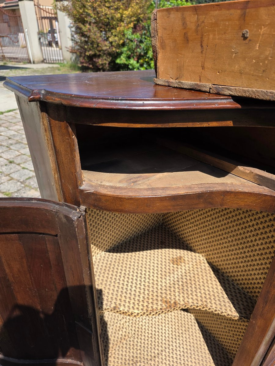 Curved Sideboard In Solid Walnut, Northern Italy, Venetian Style, Mid-19th Century-photo-8