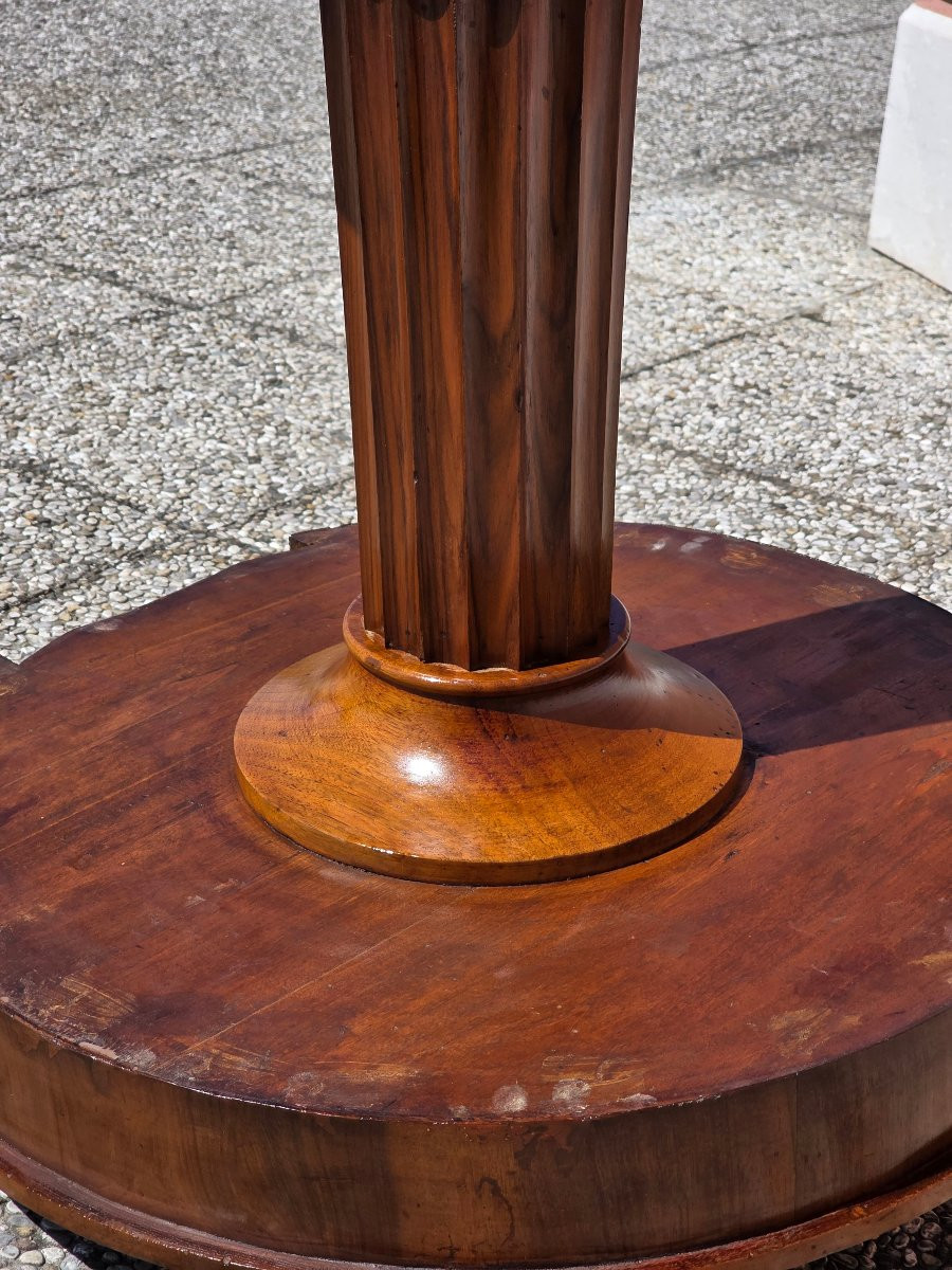Guéridon rond en noyer vénitien avec tiroir, XIXe siècle-photo-3