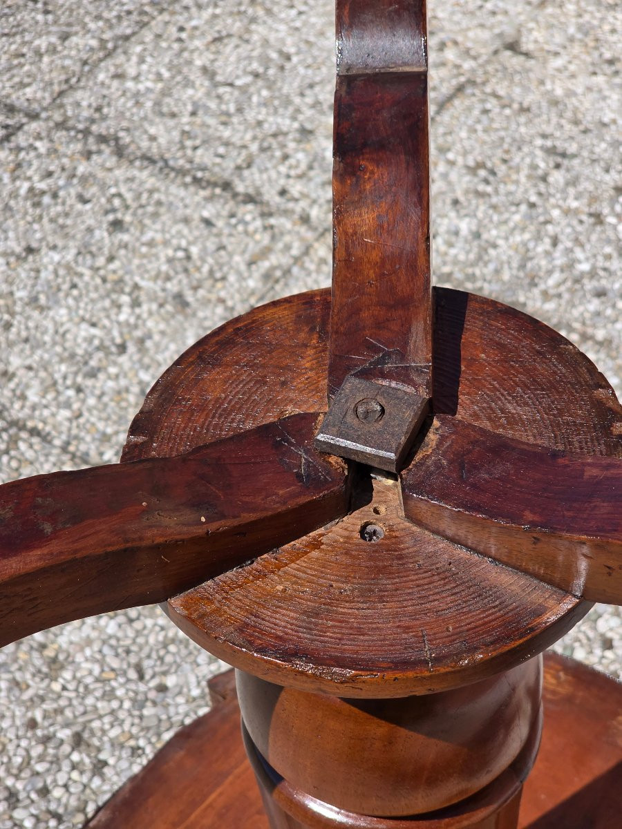 Guéridon rond en noyer vénitien avec tiroir, XIXe siècle-photo-4