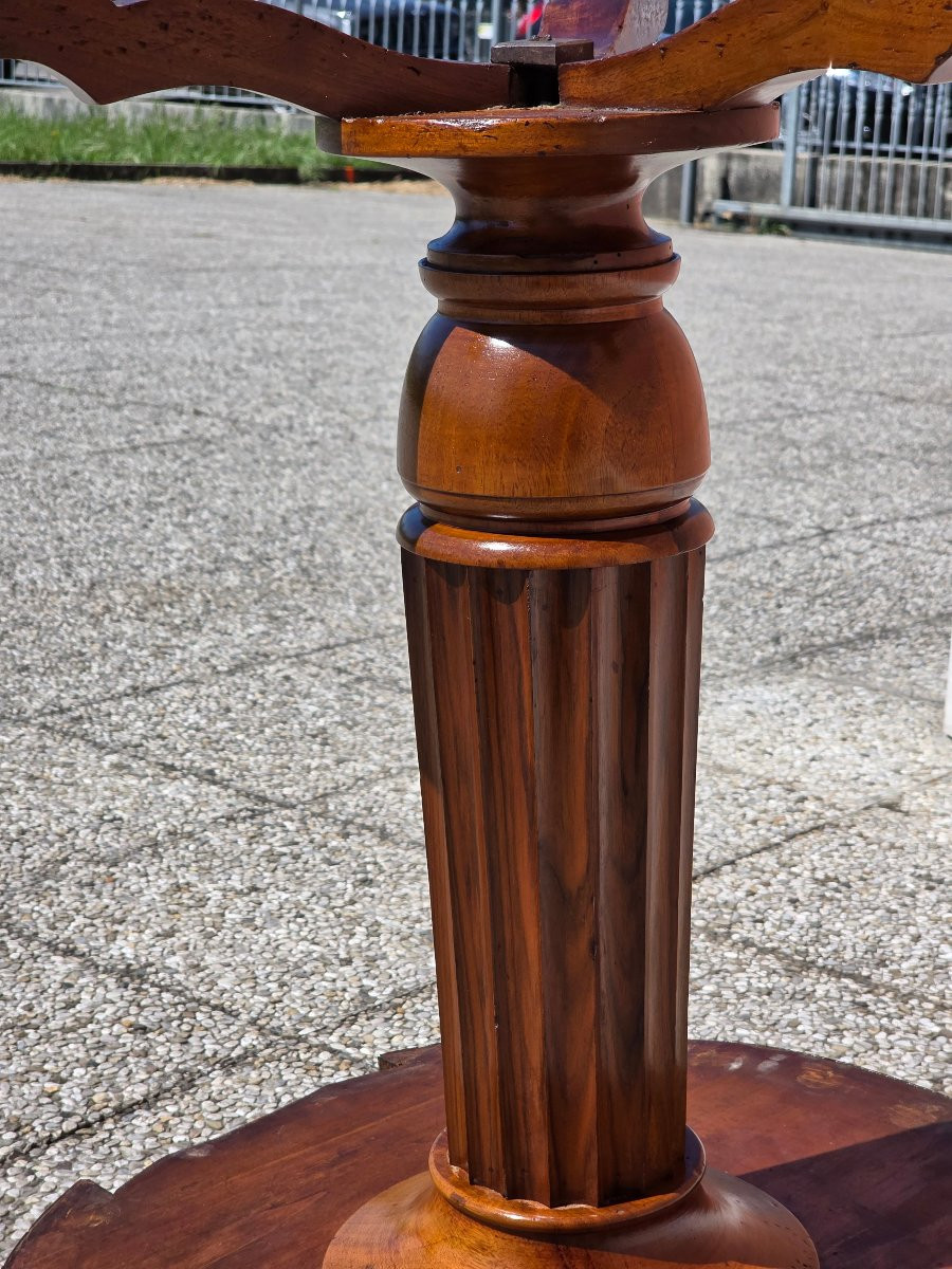 Guéridon rond en noyer vénitien avec tiroir, XIXe siècle-photo-5