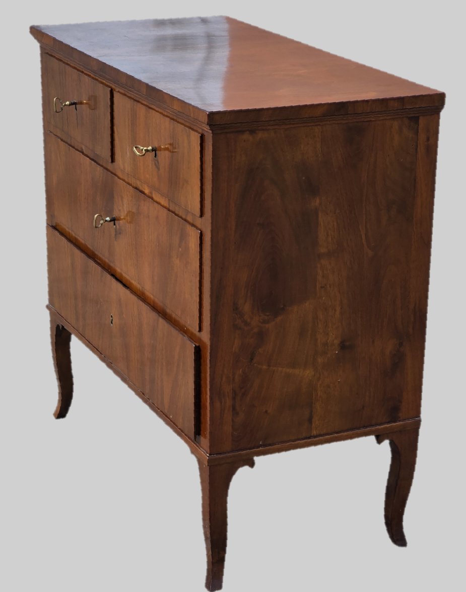 Petite commode vénitienne plaquée en noyer – Fin du XIXe siècle-photo-6