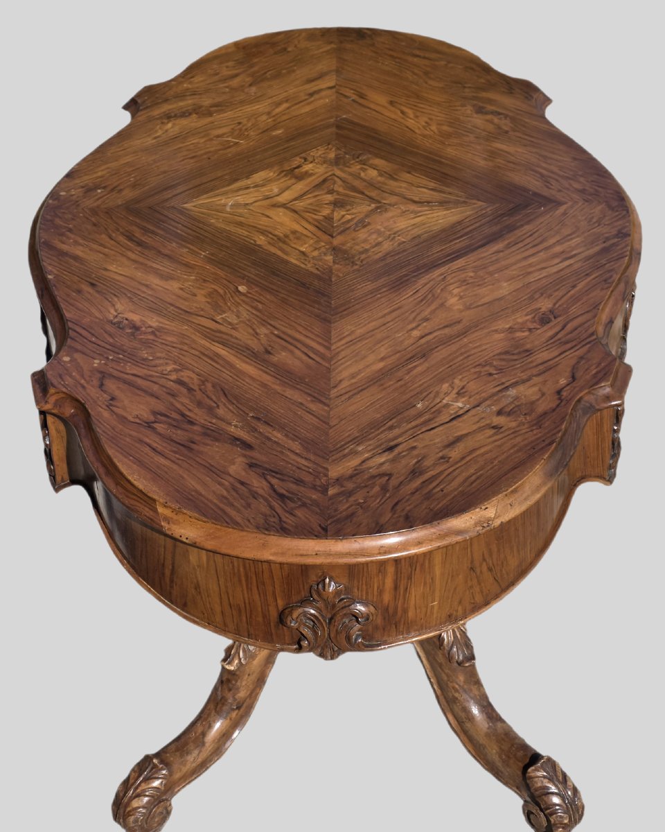 Carlo X Biscuit Table With Walnut Veneer – Italy, Mid-19th Century-photo-3