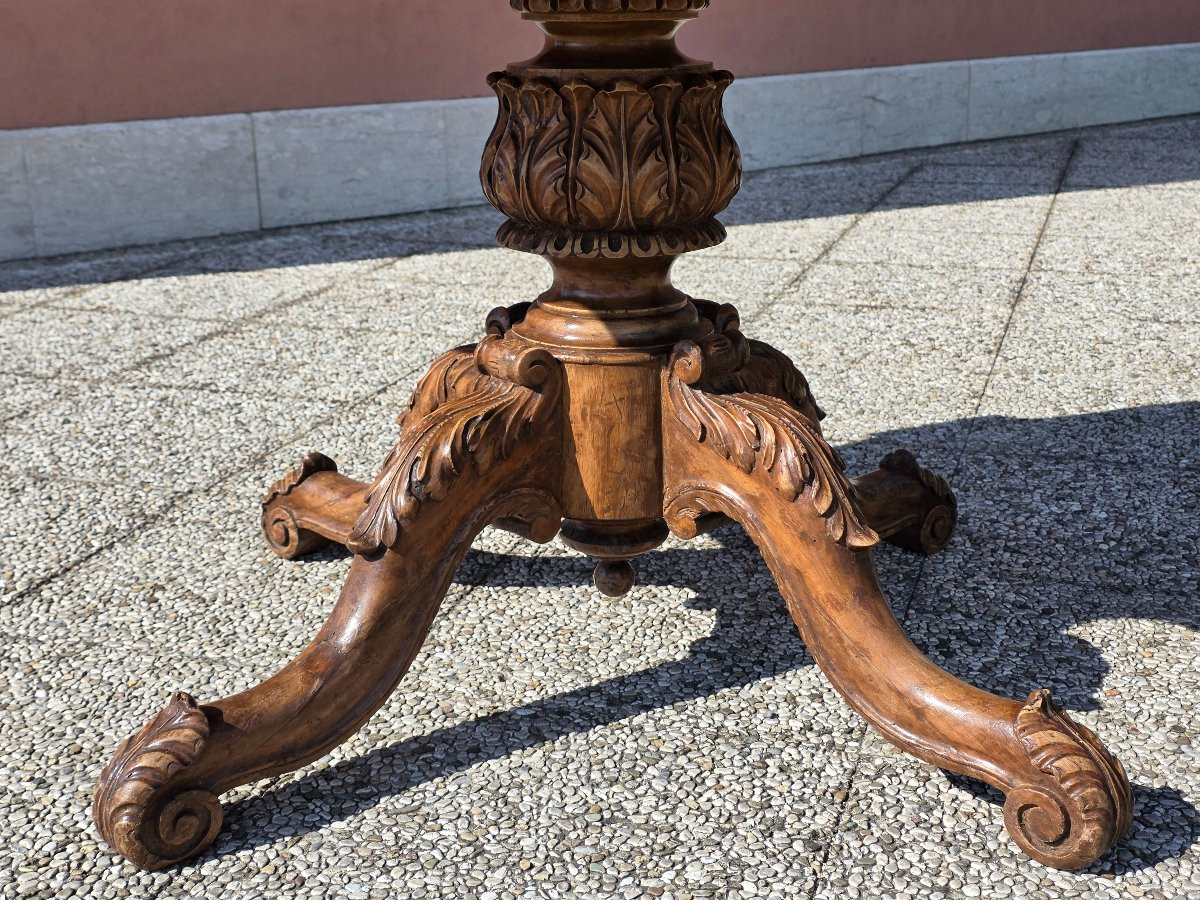 Carlo X Biscuit Table With Walnut Veneer – Italy, Mid-19th Century-photo-4