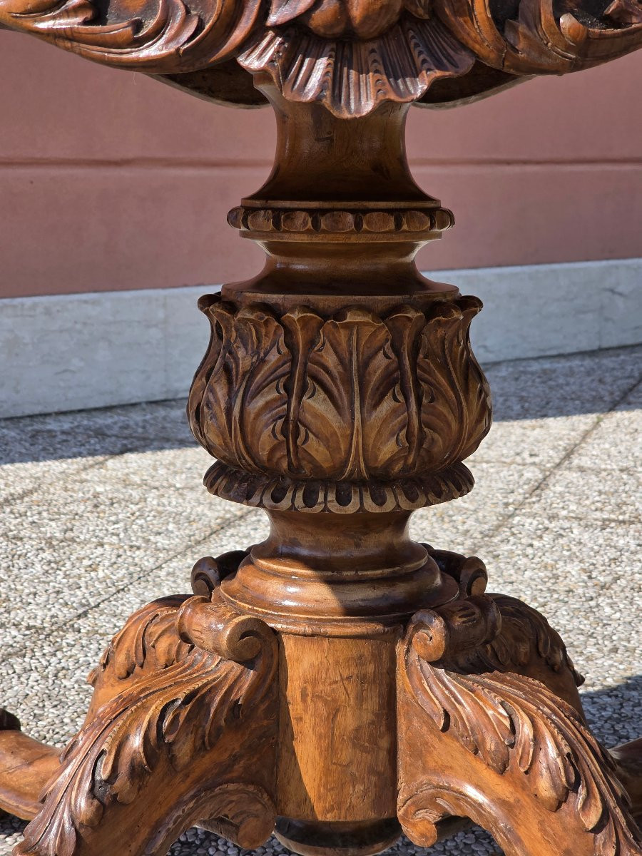 Carlo X Biscuit Table With Walnut Veneer – Italy, Mid-19th Century-photo-5