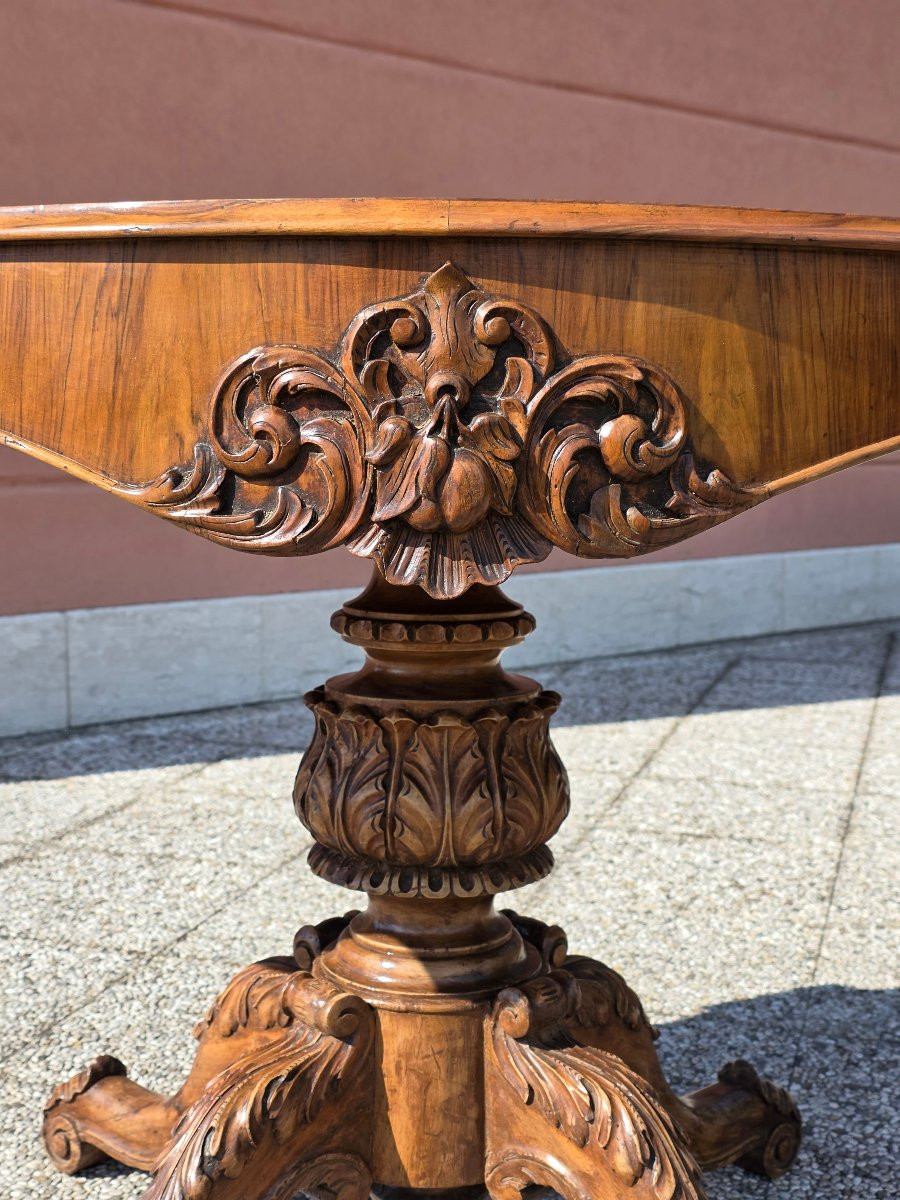 Carlo X Biscuit Table With Walnut Veneer – Italy, Mid-19th Century-photo-6