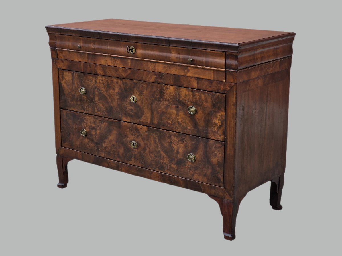 Carlo X–louis Philippe Chest Of Drawers In Walnut And Burl, Italy, Circa 1830-photo-2
