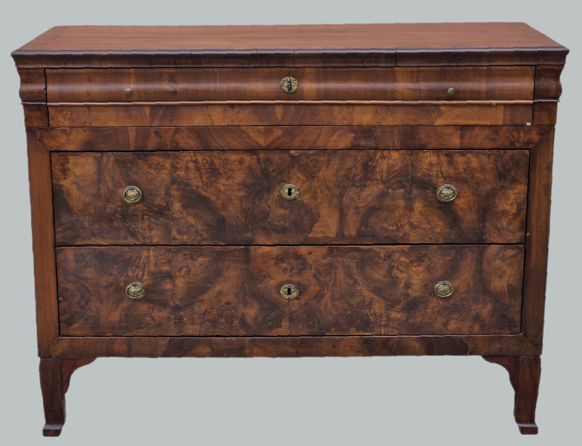 Carlo X–louis Philippe Chest Of Drawers In Walnut And Burl, Italy, Circa 1830