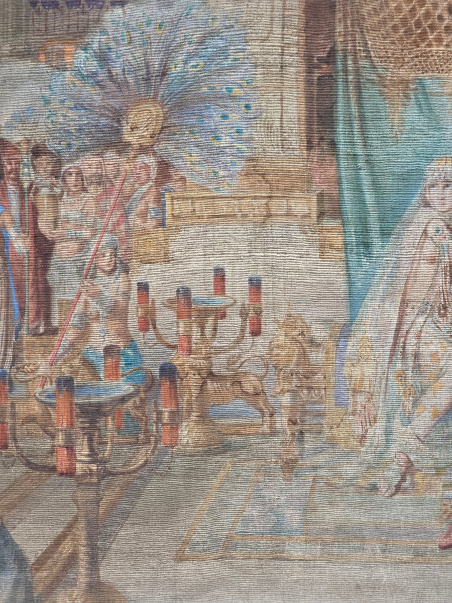Large Orientalist Succo D’erba “the Queen Of Sheba” After Fortunino Matania-photo-4