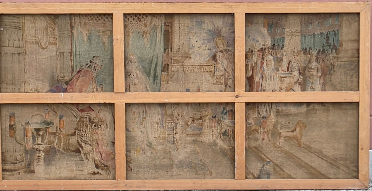 Large Orientalist Succo D’erba “the Queen Of Sheba” After Fortunino Matania-photo-2