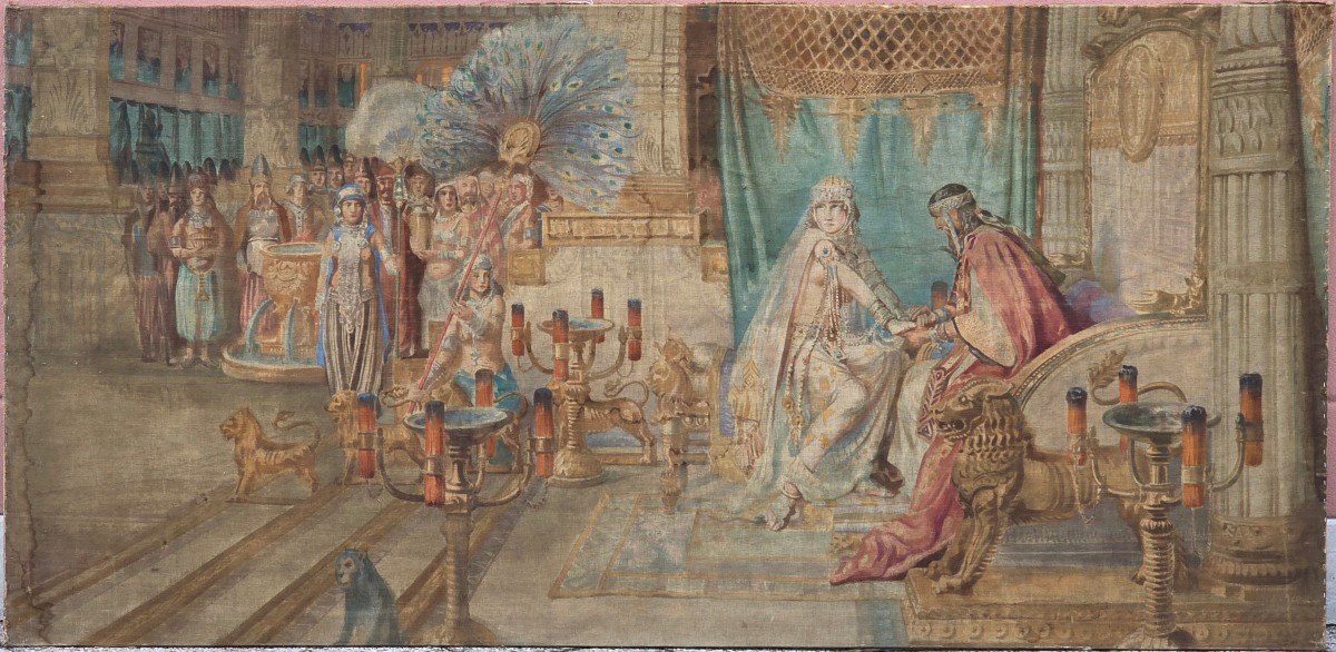 Large Orientalist Succo D’erba “the Queen Of Sheba” After Fortunino Matania