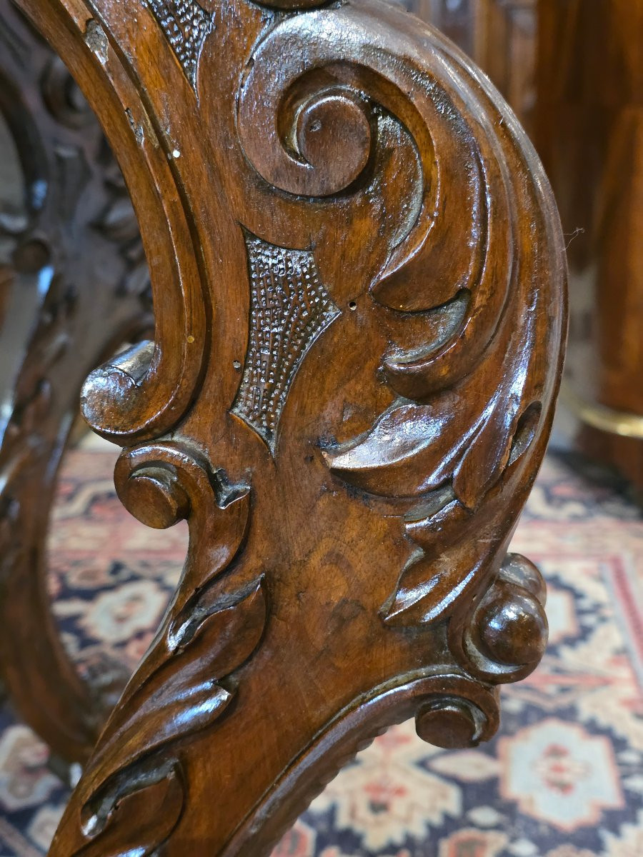 Carved Walnut Carlo X Console Table, Venetian Region, Early 19th Century-photo-3