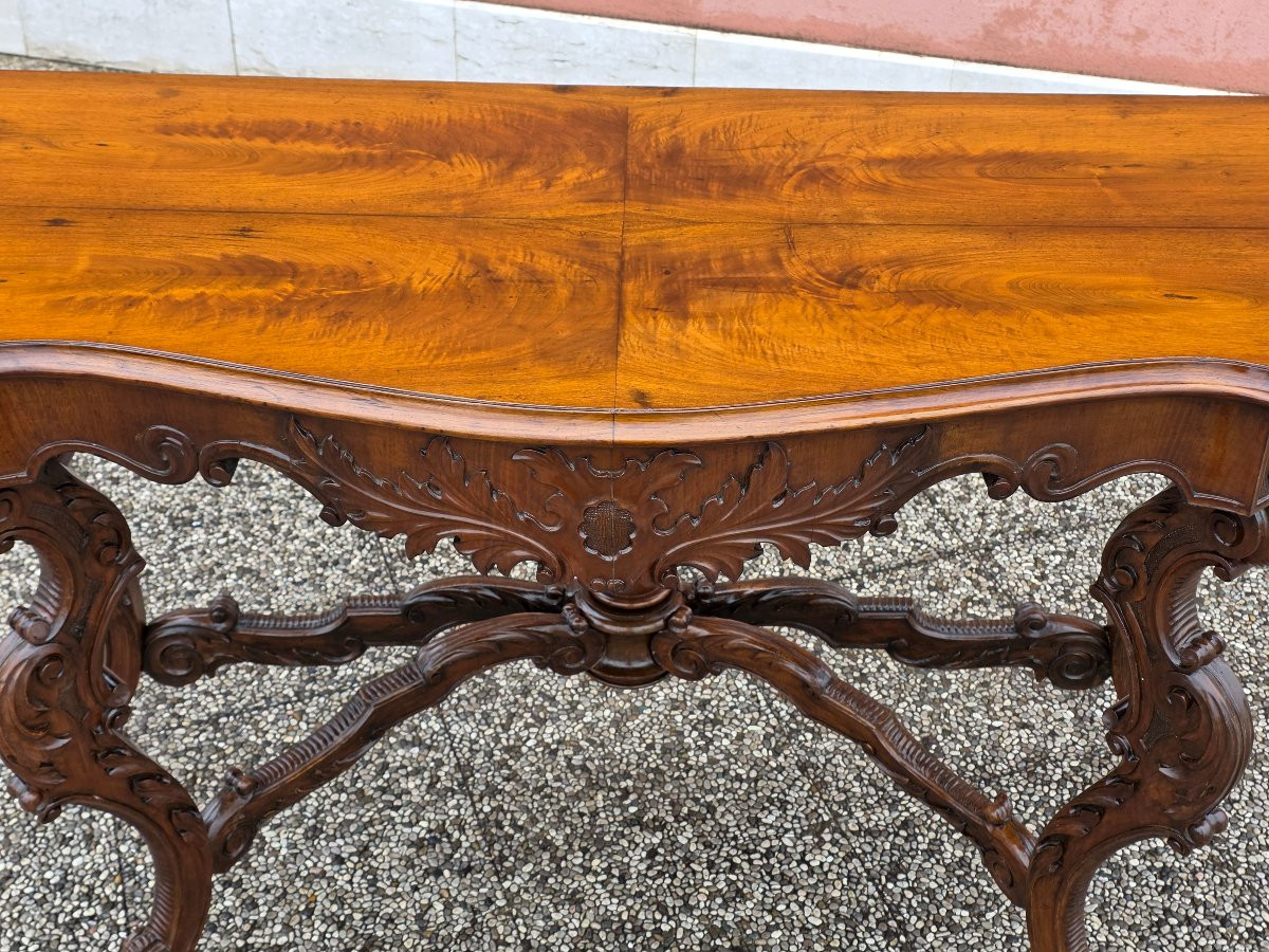 Carved Walnut Carlo X Console Table, Venetian Region, Early 19th Century-photo-5