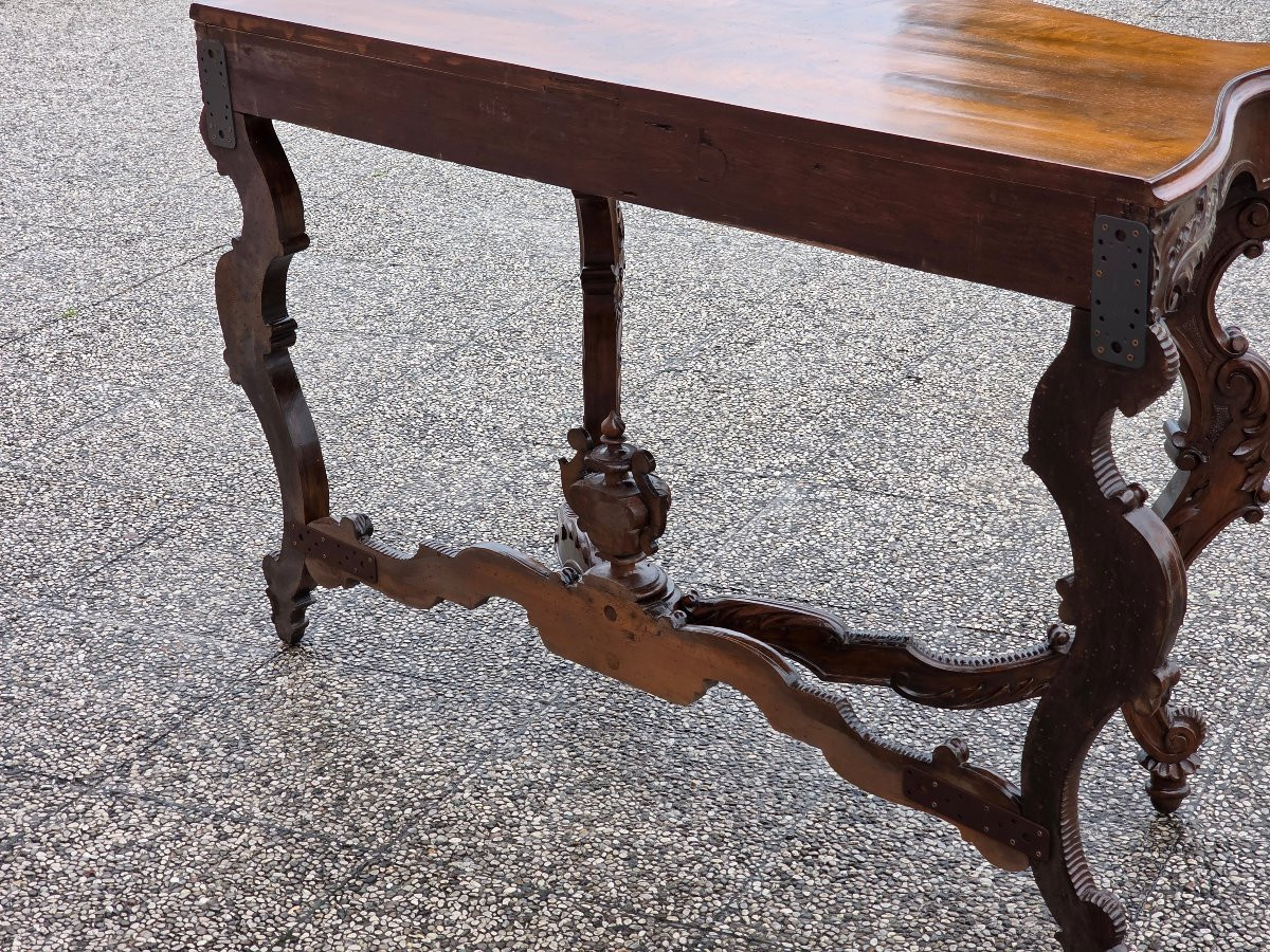 Carved Walnut Carlo X Console Table, Venetian Region, Early 19th Century-photo-6